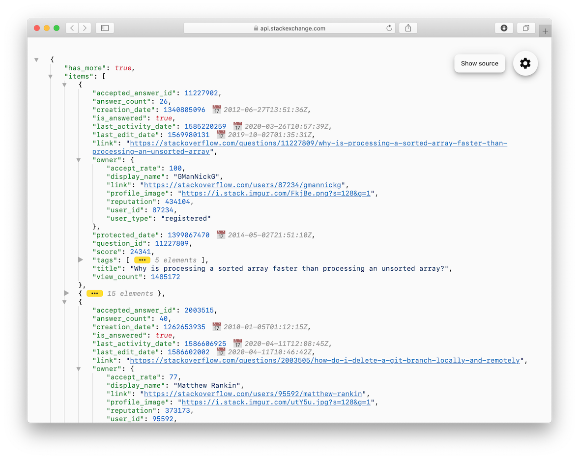 Screenshot of the extension running in Safari